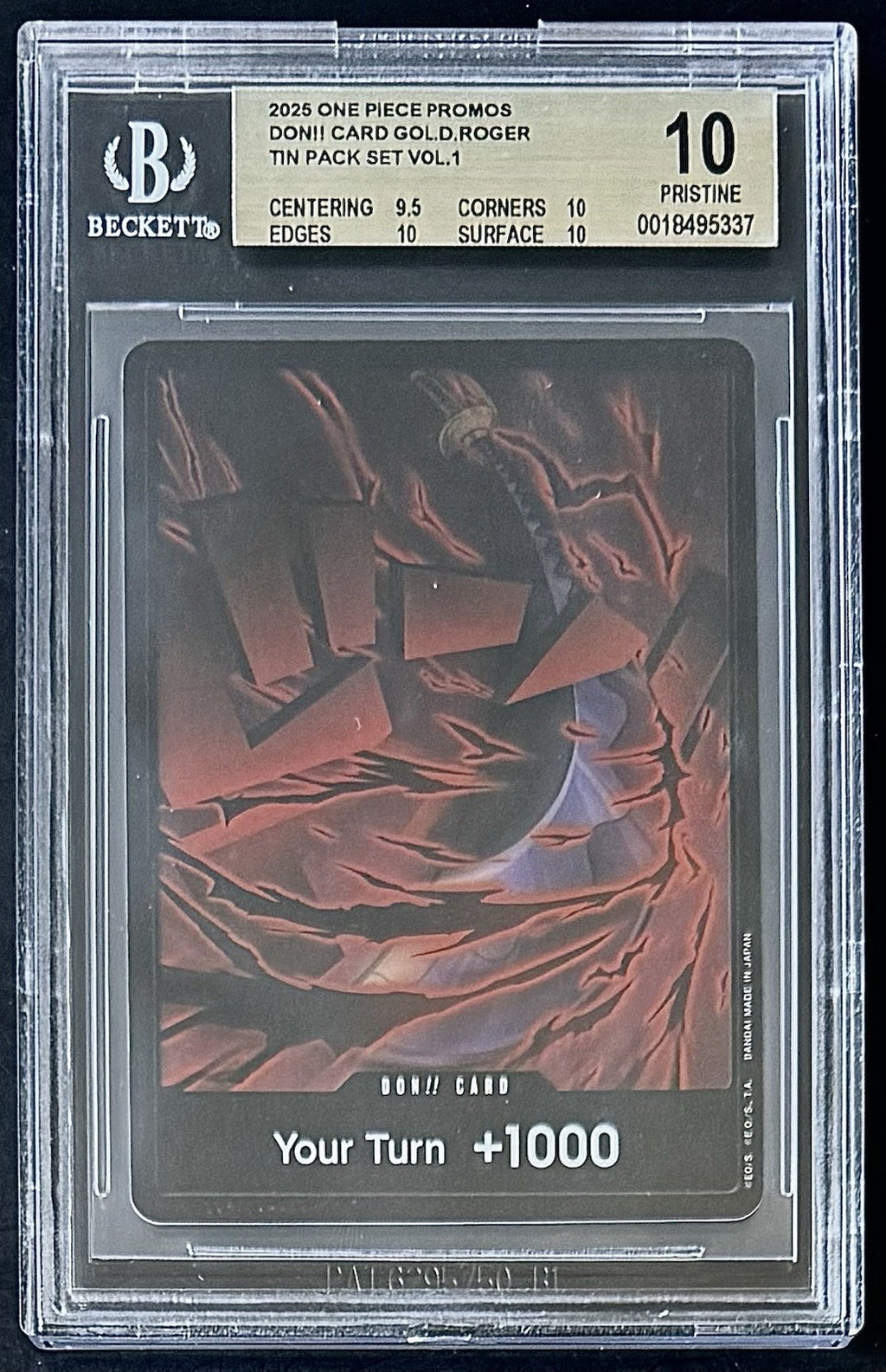BGS 10 One Piece Tin Pack Vol.1 Don Card Gol.D.Roger - English - Foil - Graded