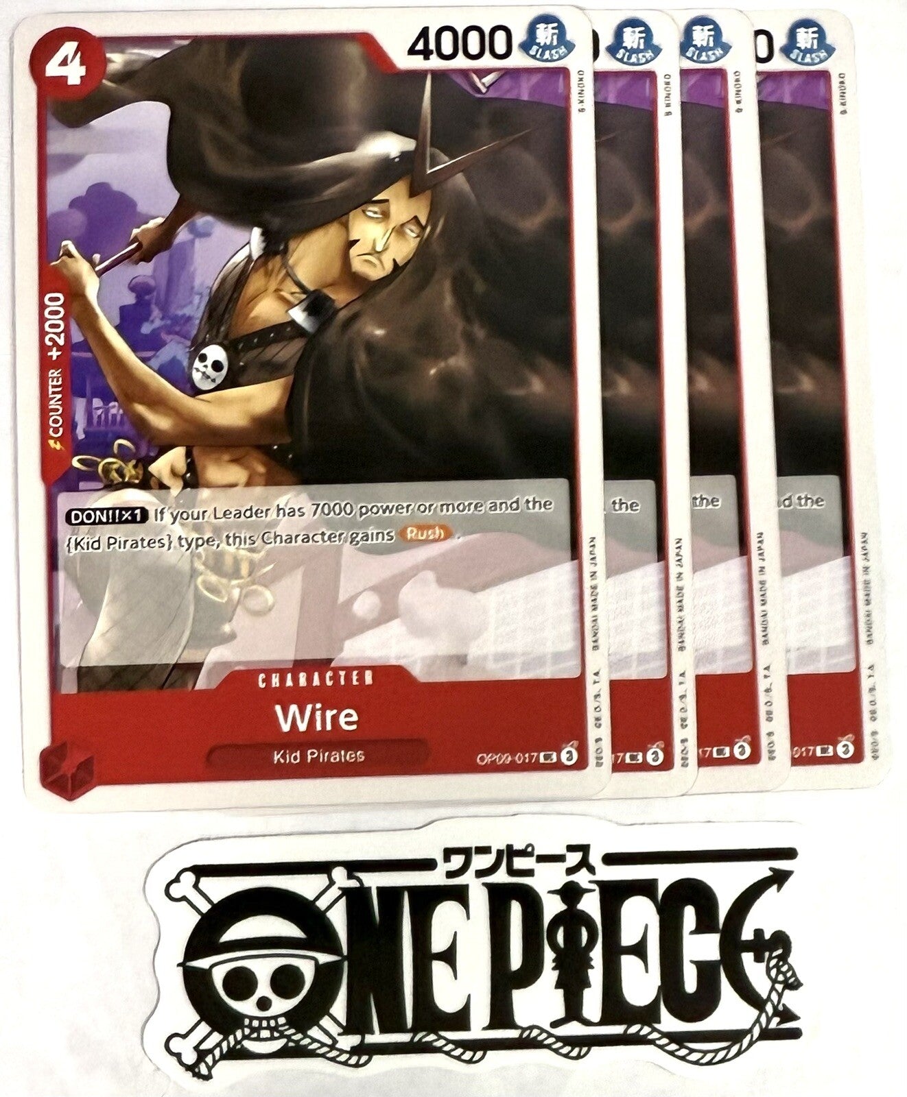 4x One Piece OP09-017 UC Wire - English - Playset - Regular - TCG - NM/M