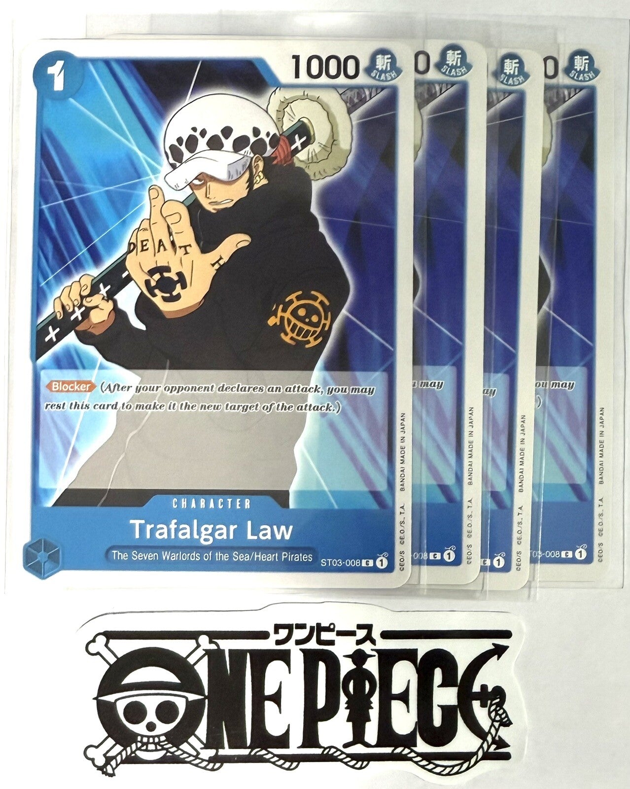 4x One Piece ST03-008 C Trafalgar Law - English - Regular - Playset - TCG - NM/M