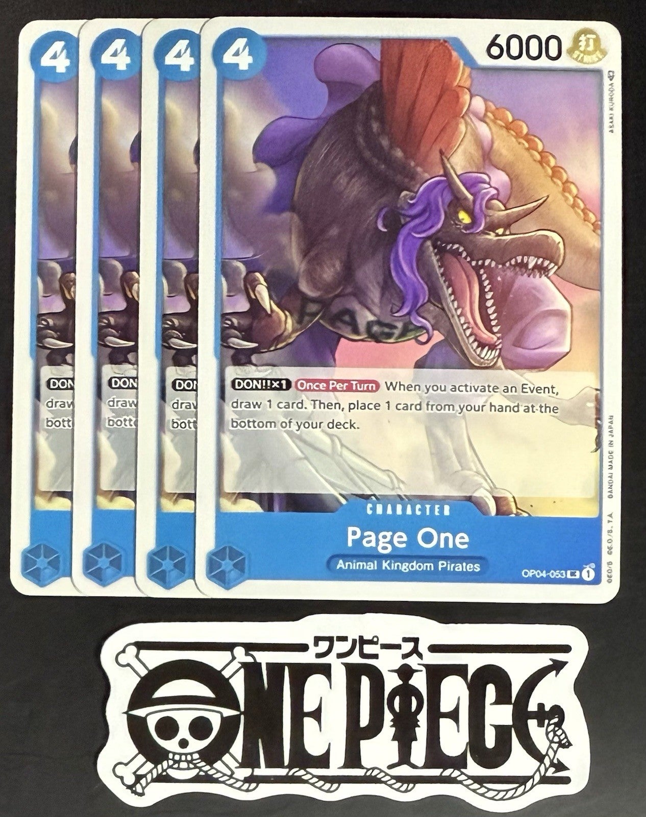 4x One Piece OP04-053 UC Page One - English - Regular - Play Set - TCG - NM/M