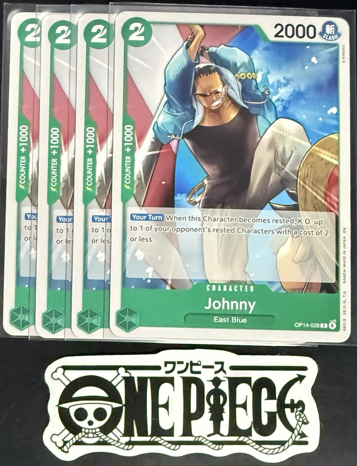 4x One Piece OP14-028 C Johnny - ENG - Regular - Playset - NM/M