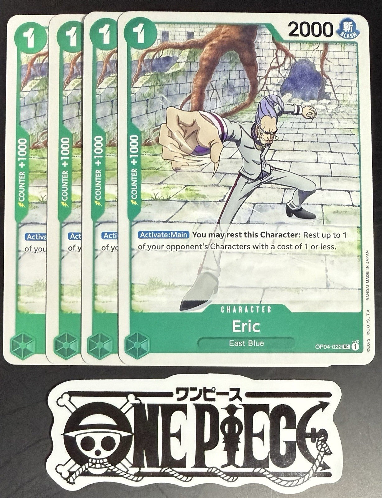 4x One Piece OP04-022 UC Eric - English - Regular - Play Set - TCG - NM/M