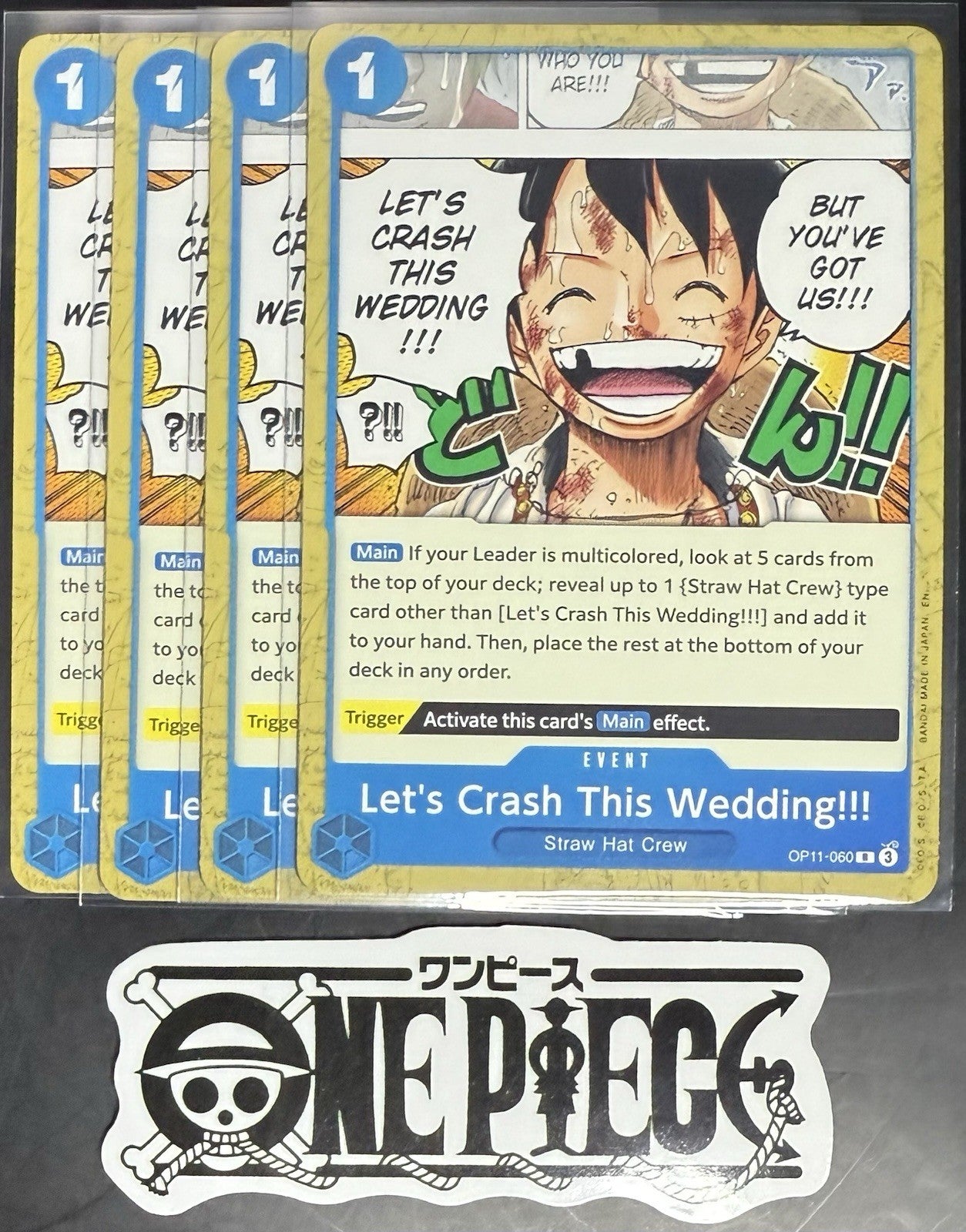 4x One Piece OP11-060 R Let's Crash - EN - Regular - Play Set - LD01 - NM/M