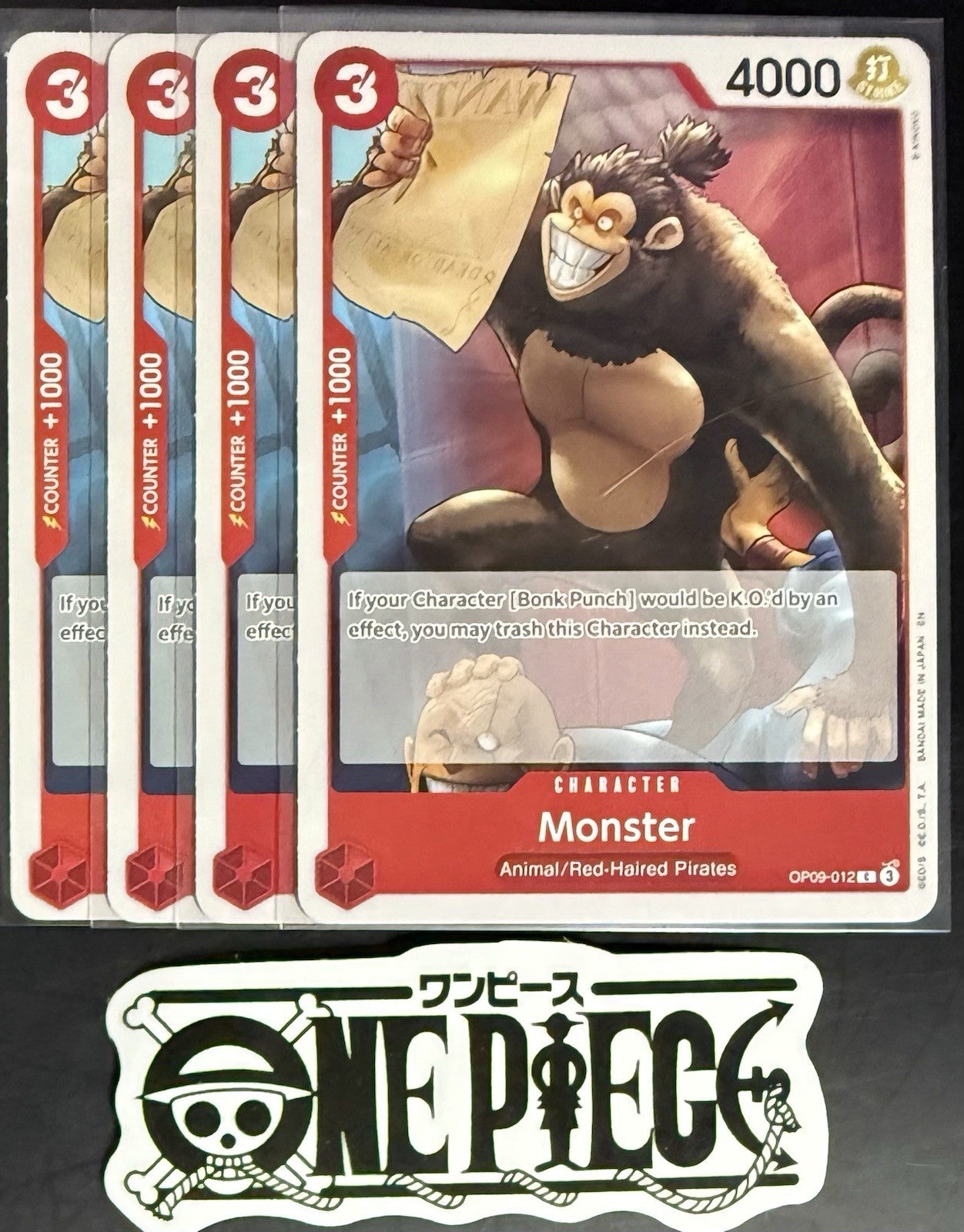 4x One Piece OP09-012 C Monster - English - Regular - Playset - TCG - NM/M