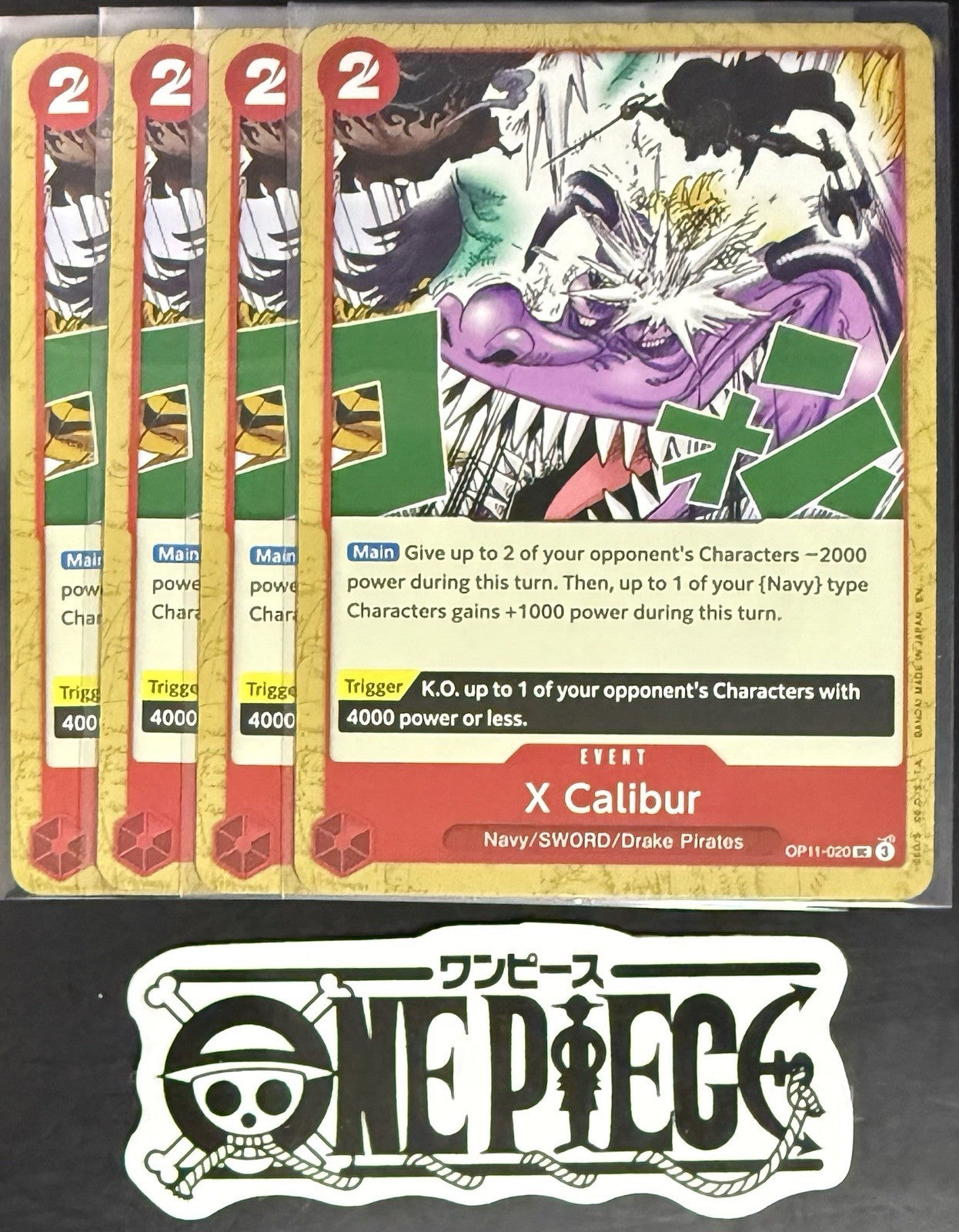 4 x One Piece OP11-020 UC X Calibur - ENG - Regular - Playset - TCG - NM/M