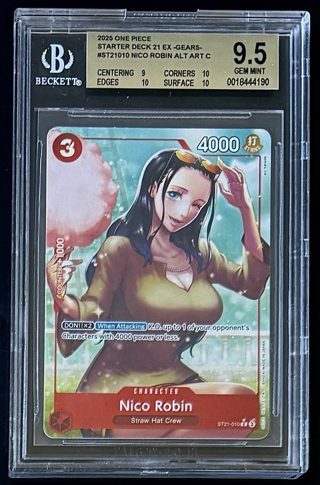 BGS 9.5 One Piece ST21-010 C* Nico Robin - English - Foil - EX-GEAR5 - Graded