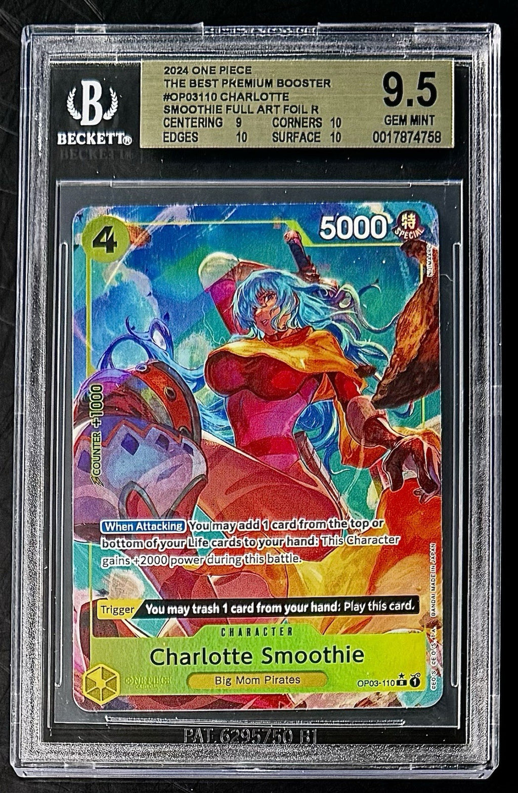 BGS 9.5 One Piece OP03-110 R* Charlotte Smoothie - English - PRB01 - Graded