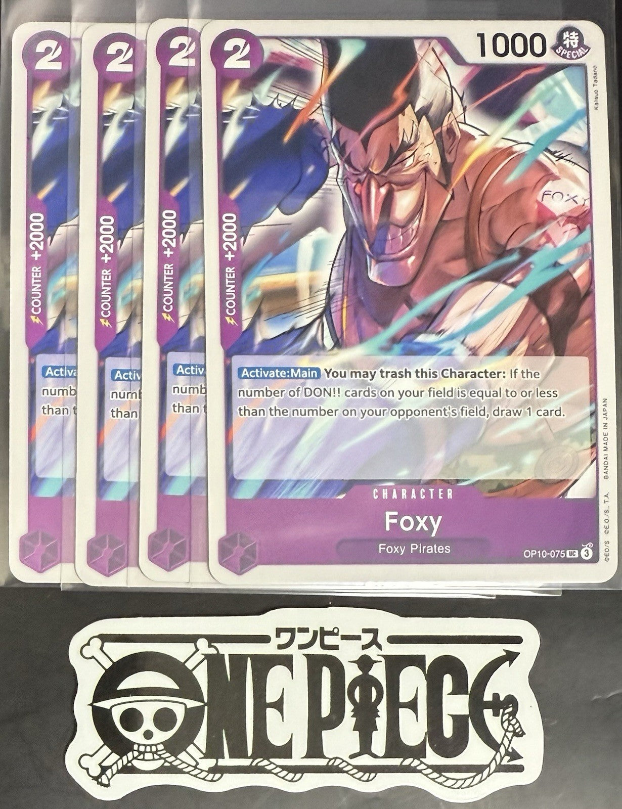 4x One Piece OP10-075 UC Foxy - ENG - Regular - Playset - TCG - NM/M