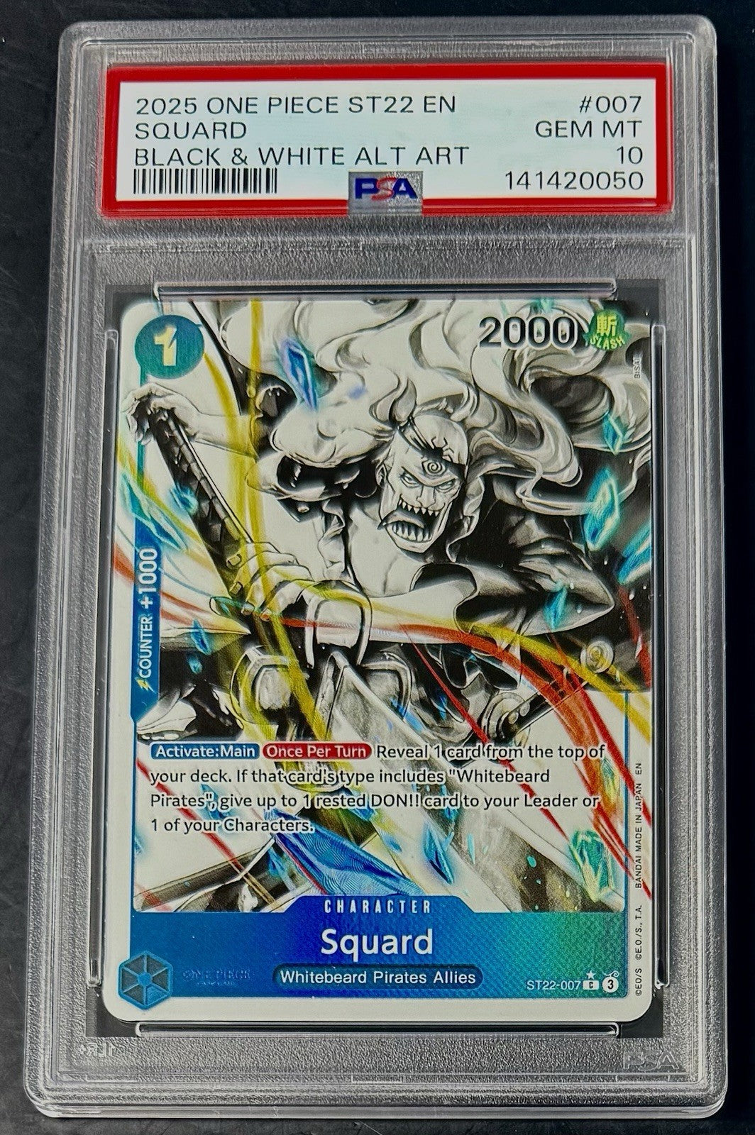 PSA 10 One Piece ST22-007 C* Squard -Alt Art- EN - Foil - Ace & Newgate - Graded