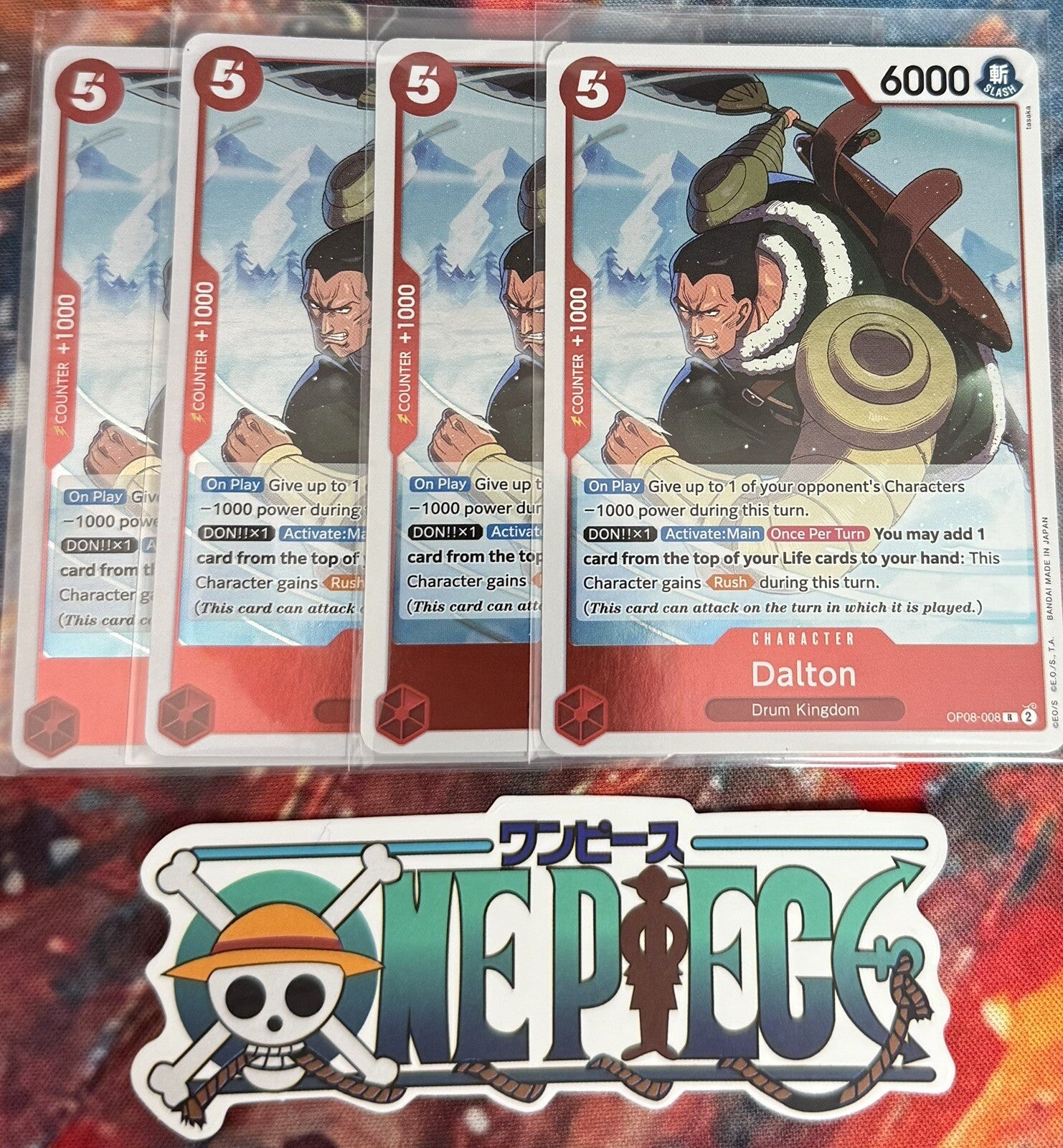 4x One Piece OP08-008 R Dalton - English - Playset - Foil - TCG - NM/M