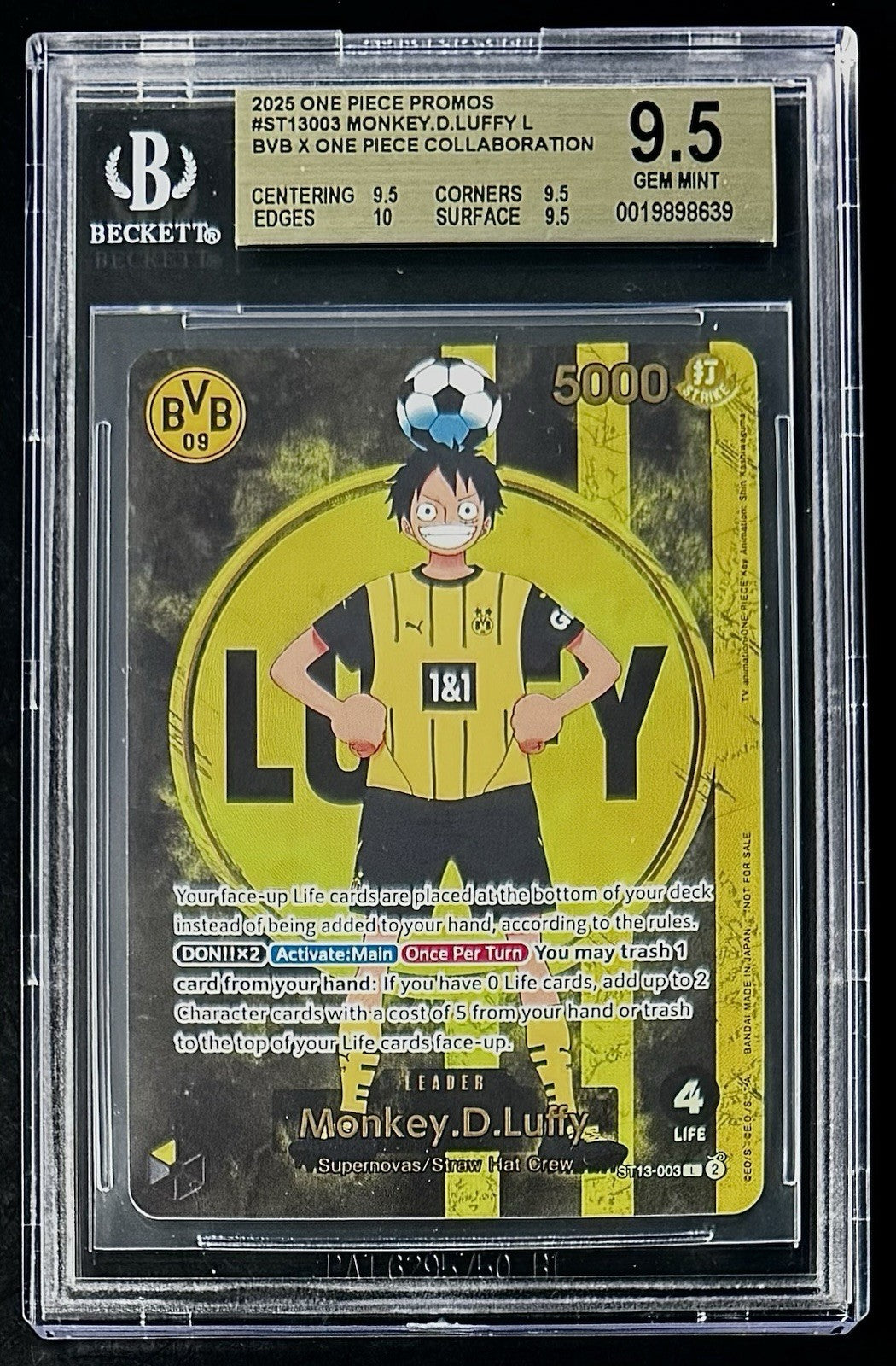 BGS 9.5 One Piece ST13-003 L Monkey.D.Luffy BVB Dortmund - ENG - Foil - Graded