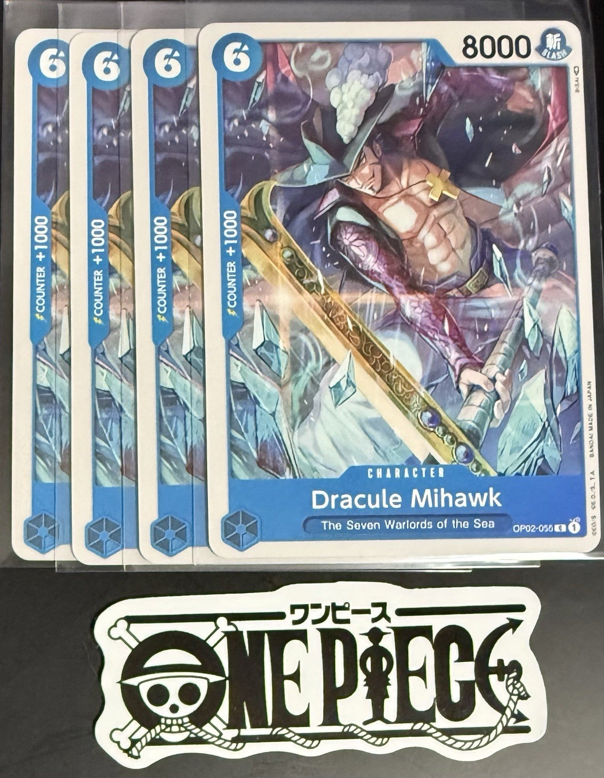 4x One Piece OP02-055 C Dracule Mihawk - English - Playset - Regular - TCG -NM/M