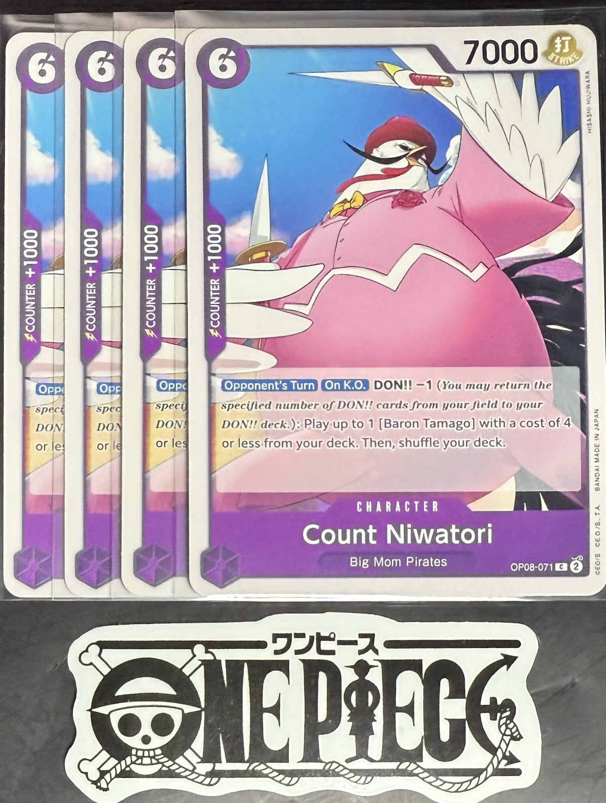 4x One Piece OP08-071 C Count Niwatori - ENG - Regular - Play Set - TCG - NM/M