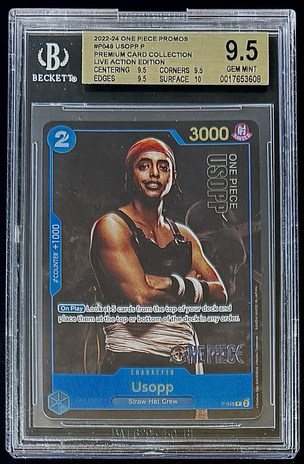 BGS 9.5 One Piece P-049 P - Usopp - EN - Foil - Premium Collection Live Action