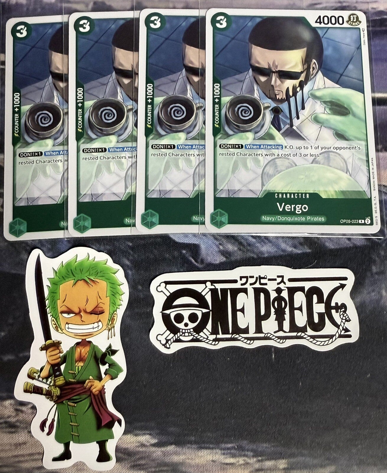 4x One Piece OP05-023 R Vergo - English - Playset - TCG - Foil - NM/M