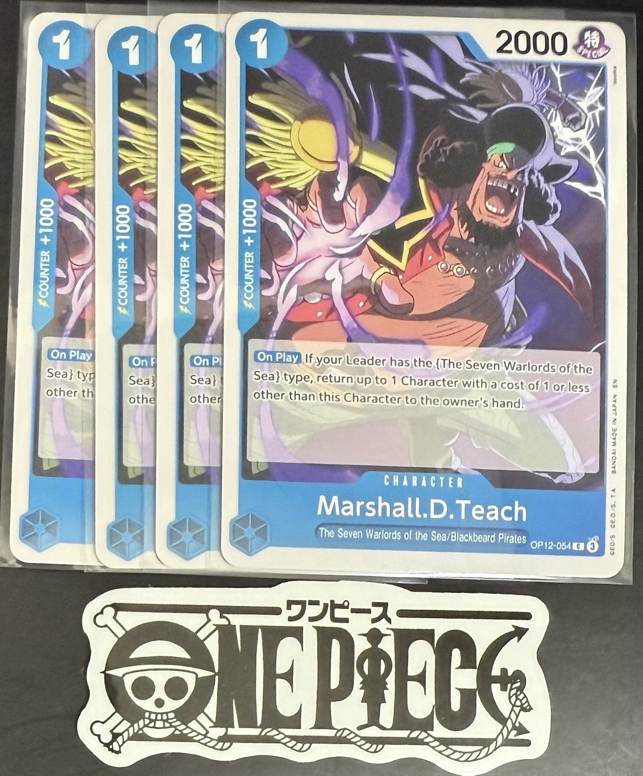 4 x One Piece OP12-054 C Marshall.D.Teach - ENG - Regular - Playset - NM/M