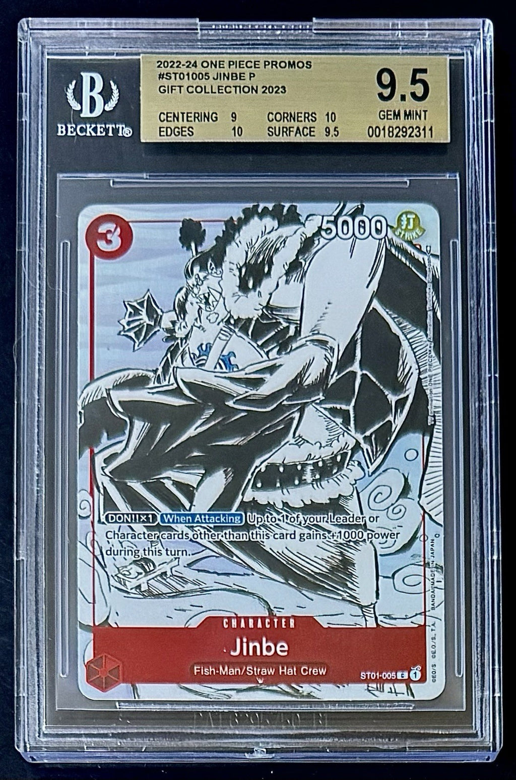 BGS 9.5 One Piece ST01-005 C Jinbe - English - Foil - Gift Collection - Graded