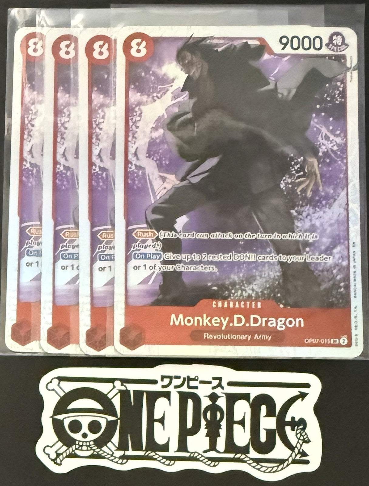 4x One Piece OP07-015 SR - Monkey.D.Dragon - EN - Foil - Play Set - NM/M