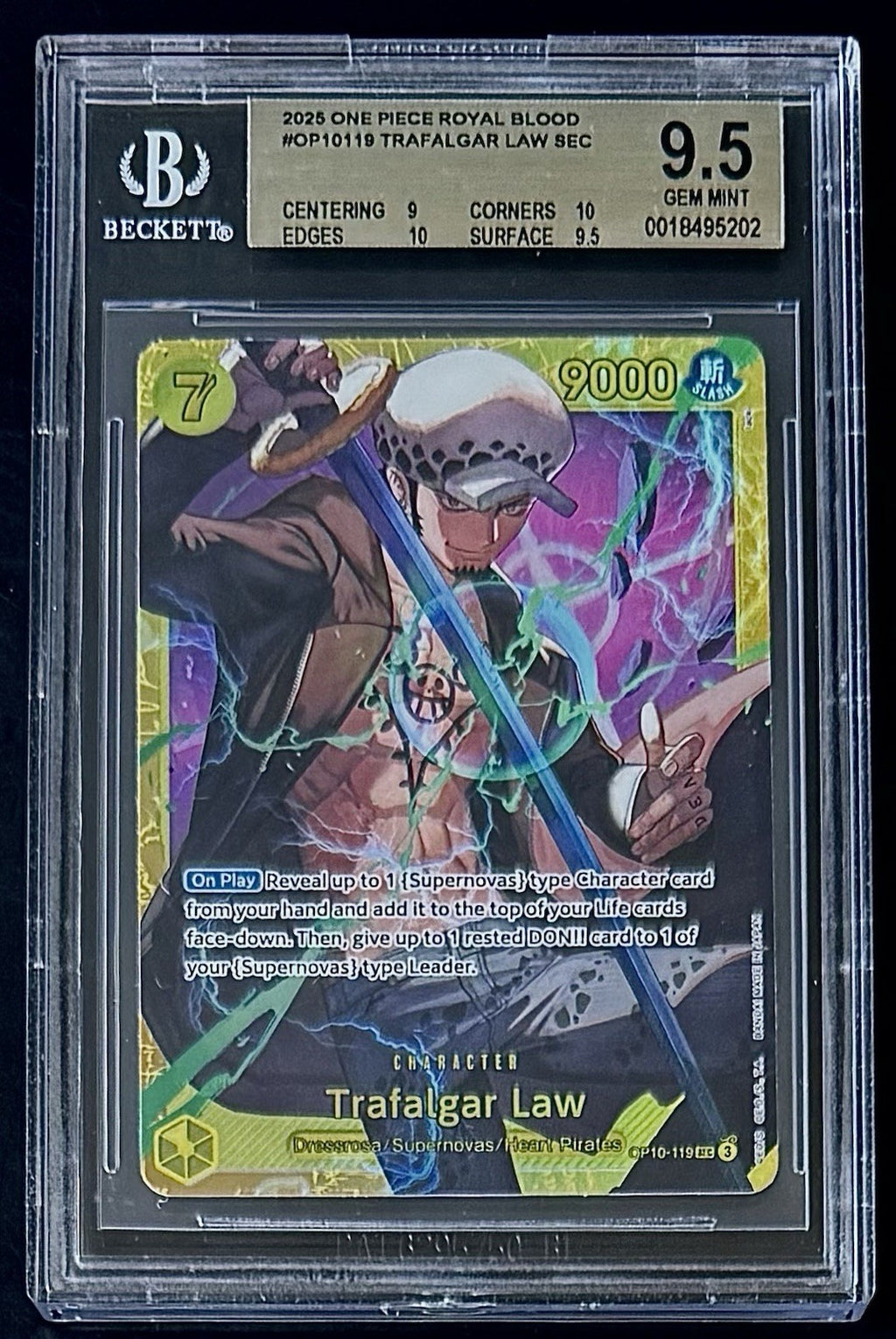 BGS 9.5 One Piece OP10-119 SEC Trafalgar Law - English - Royal Blood - Graded