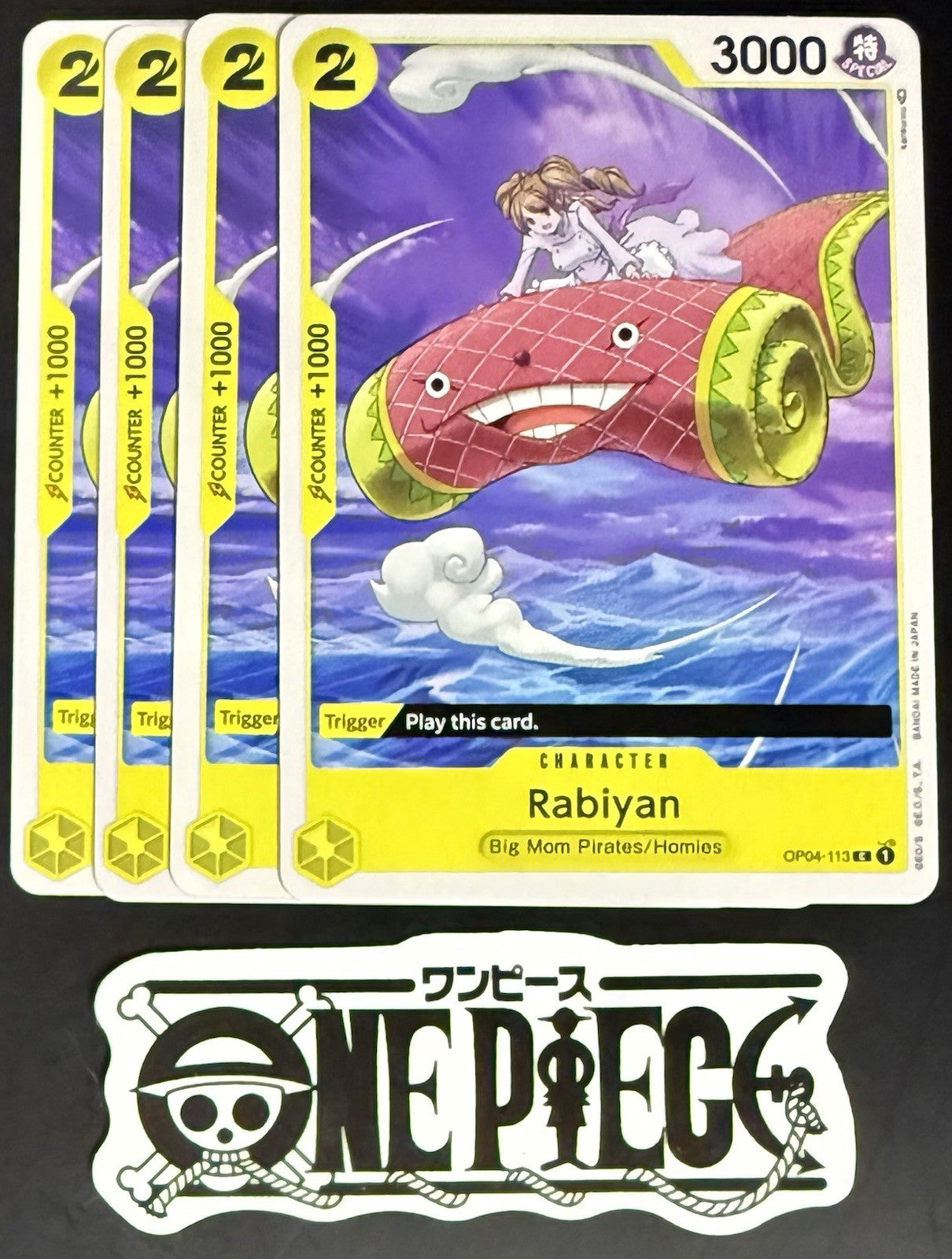 4x One Piece OP04-113 C Rabiyan - English - Regular - Play Set - TCG - NM/M