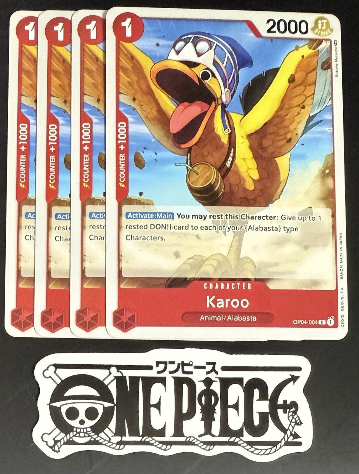 4x One Piece OP04-004 C Karoo - English - Regular - Play Set - TCG - NM/M
