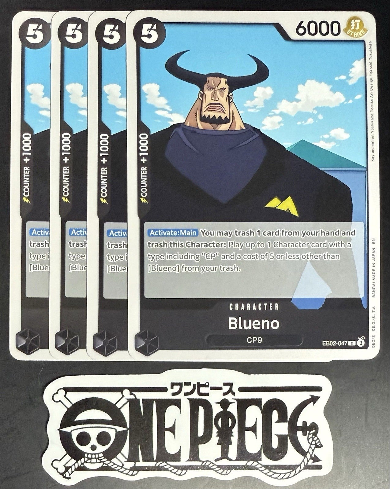 4x One Piece EB02-047 C Blueno - English - Regular - Play Set - TCG - NM/M
