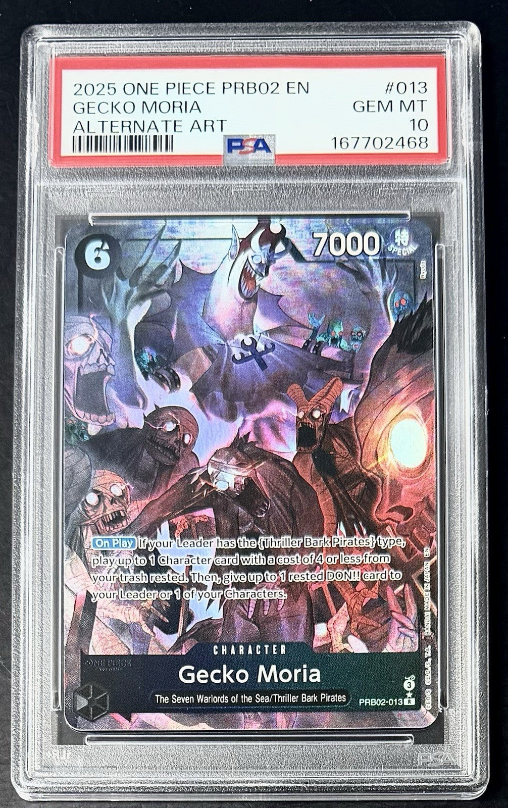 PSA 10  One Piece PRB02-013 R* - Gecko Moria - Alt Art - EN - Foil - PRB02