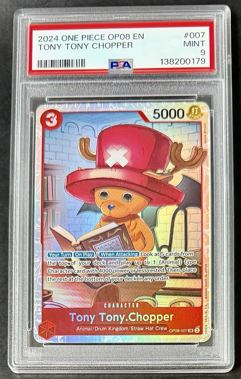 PSA 9 One Piece OP08-007 SR Tony Tony.Chopper - ENG - Two Legends - Graded
