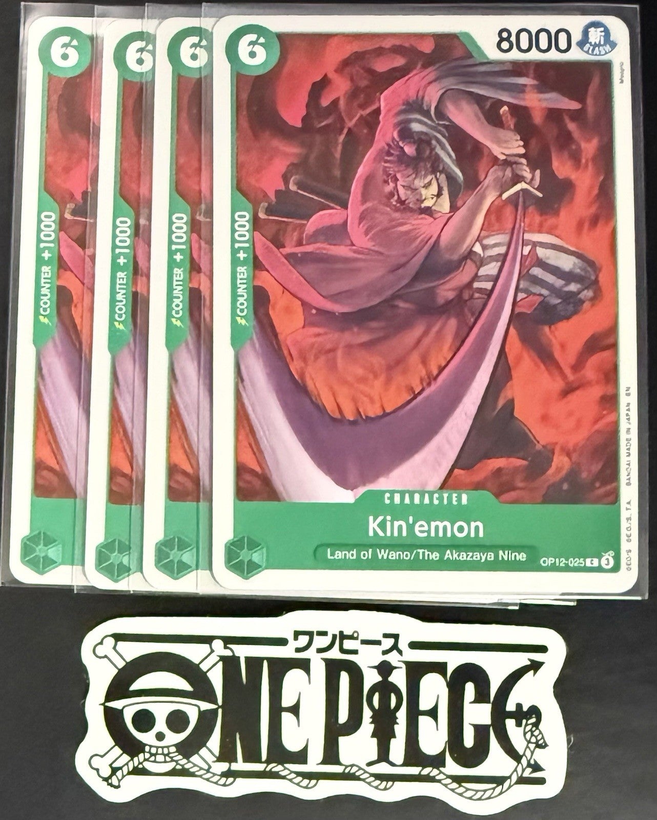 4 x One Piece OP12-025 C Kin'emon - ENG - Regular - Playset - NM/M