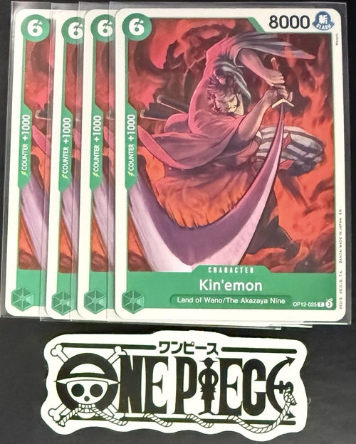 4 x One Piece OP12-025 C Kin'emon - ENG - Regular - Playset - NM/M