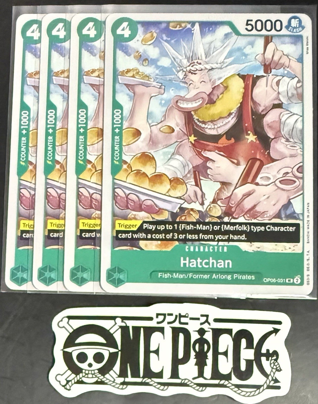 4x One Piece OP06-031 UC Hatchan - English - Regular - Playset - NM/M