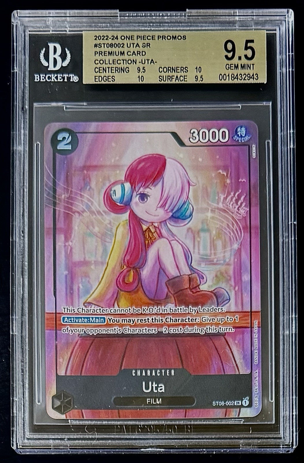 BGS 9.5 One Piece ST08-002 SR - Uta - EN - Foil - Premium Card Collection Uta