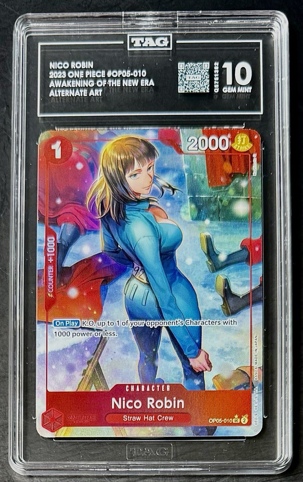 TAG 10 One Piece OP05-010 UC* - Nico Robin - Alt Art - EN - Foil - Graded