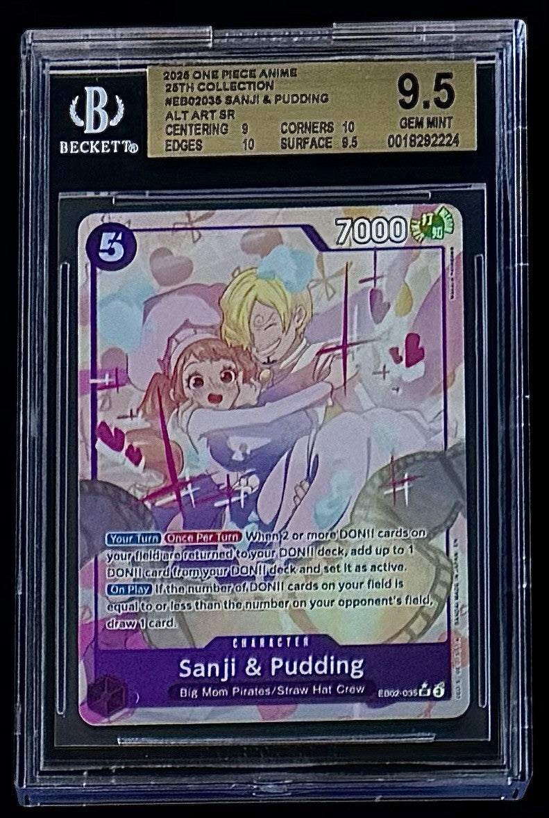 BGS 9.5 One Piece EB02-035 SR* Sanji & Pudding Alt Art Foil - English - Graded