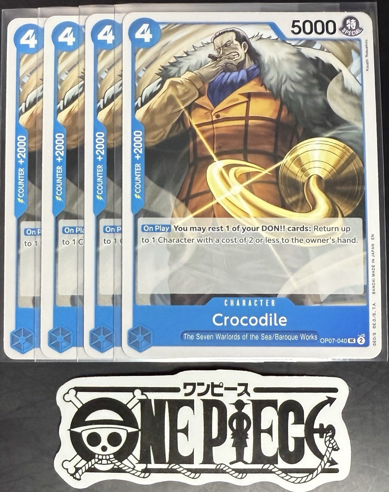 4x One Piece OP07-040 UC Crocodile - English - Regular - Play Set - NM/M