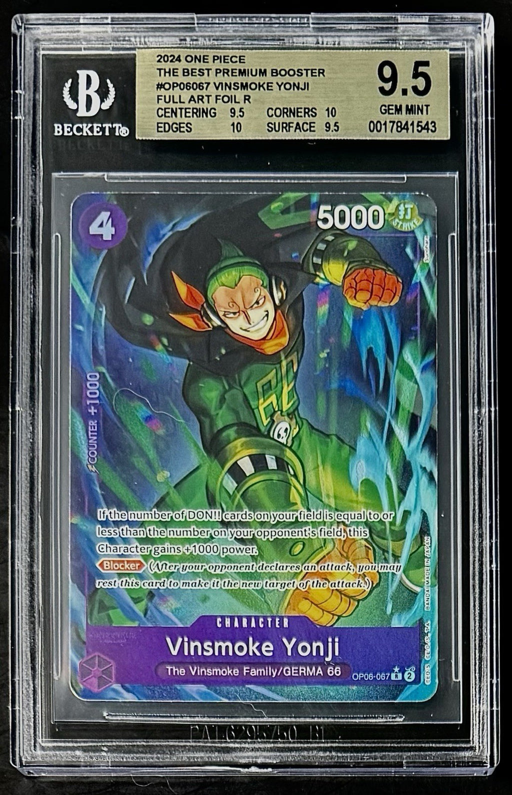 BGS 9.5 One Piece OP06-067 R* Vinsmoke Yonji - English - Wings of the Captain