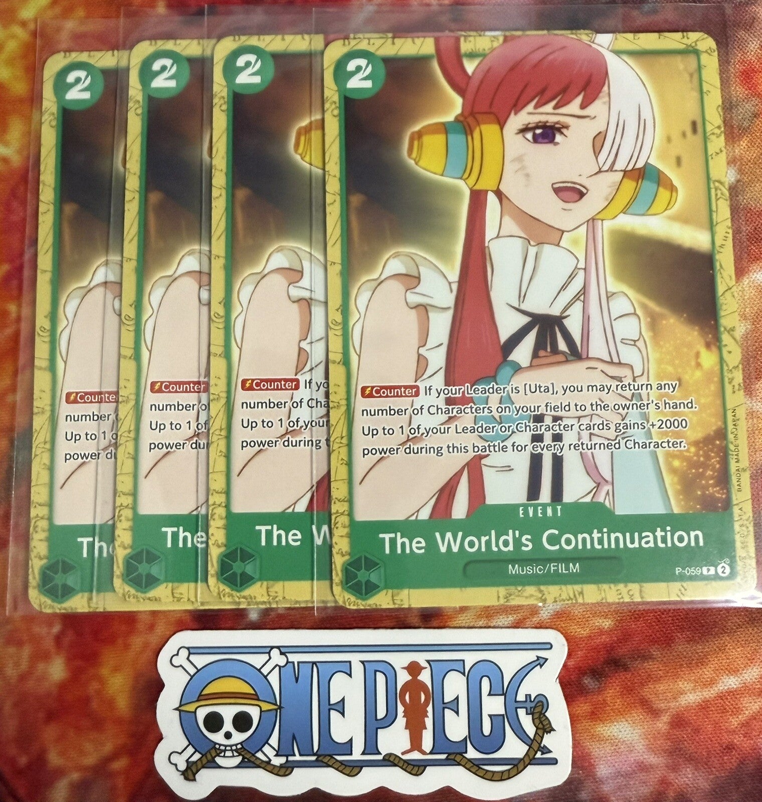 4x One Piece Promo P-059 The World's Continuation - English - Playset - TCG NM/M