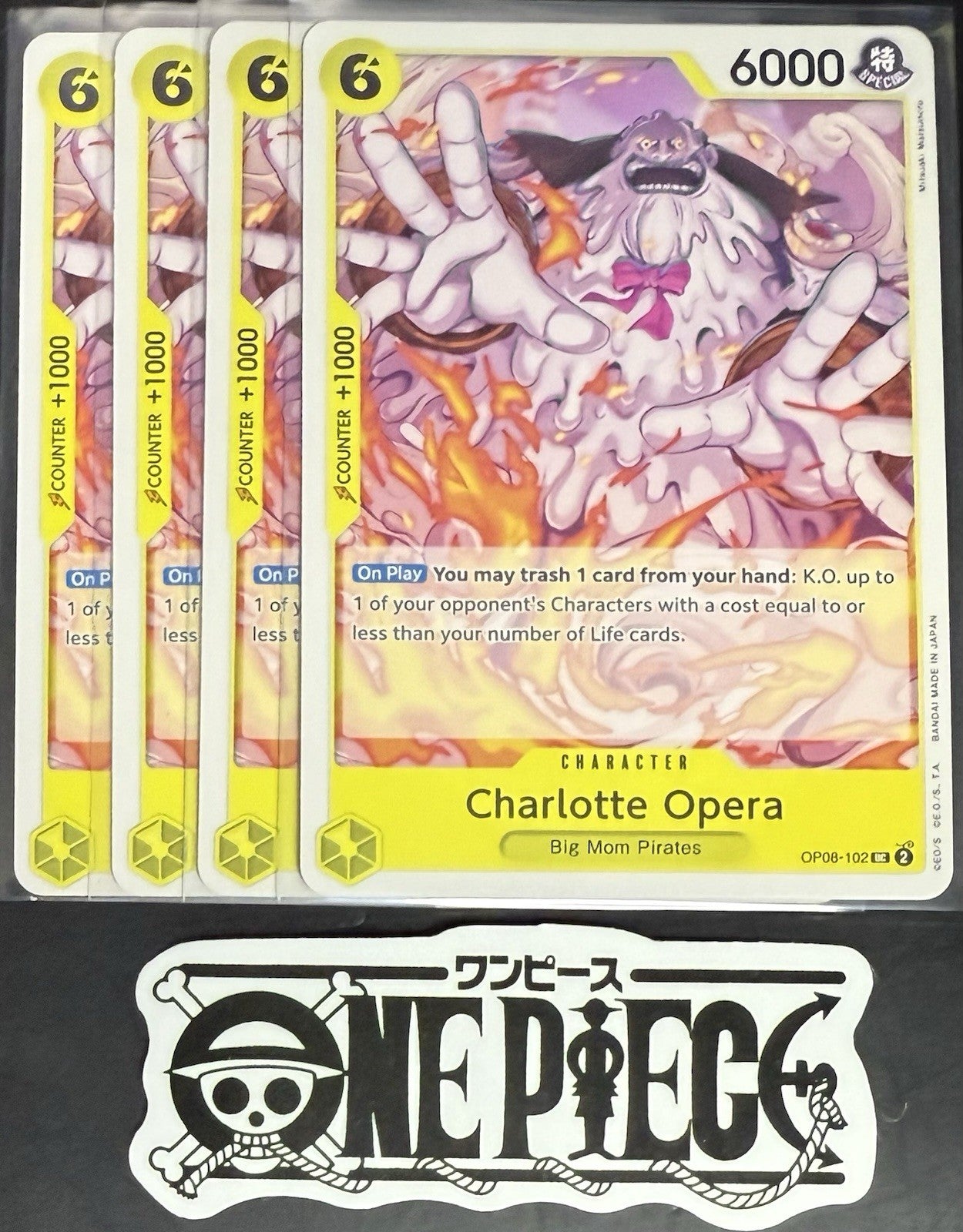 4x One Piece OP08-102 UC Charlotte Opera - ENG - Regular - Play Set - TCG - NM/M