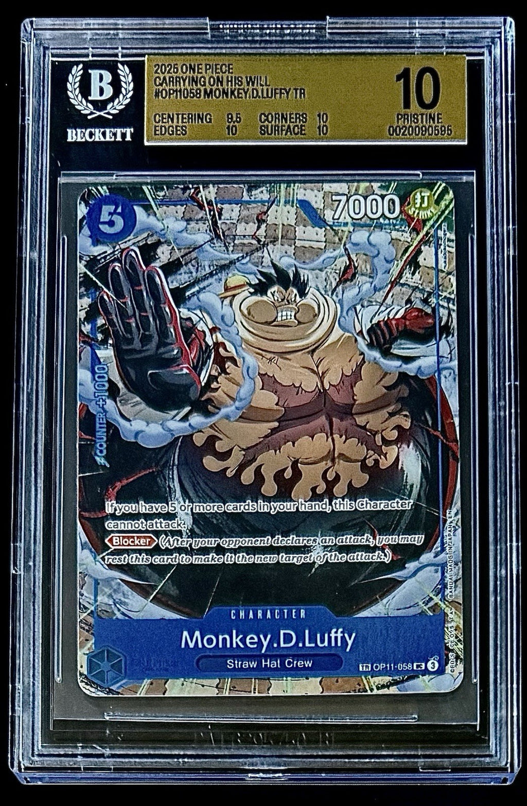 BGS 10 One Piece TR OP11-058 UC - Monkey.D.Luffy - Treasure Rare - EN - Foil