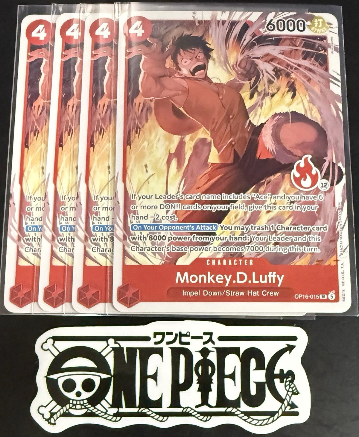 4x One Piece OP16-015 SR - Monkey.D.Luffy - EN - Regular - Play Set - SD01 -NM/M
