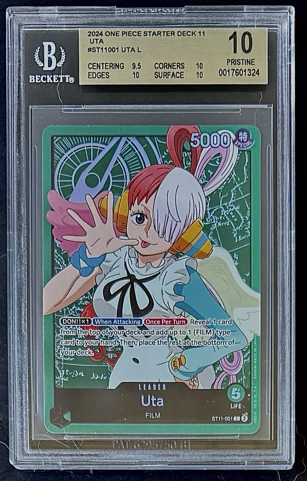 BGS 10 One Piece ST11-001 L Uta  - English - Foil - ST11 Green Uta - Graded