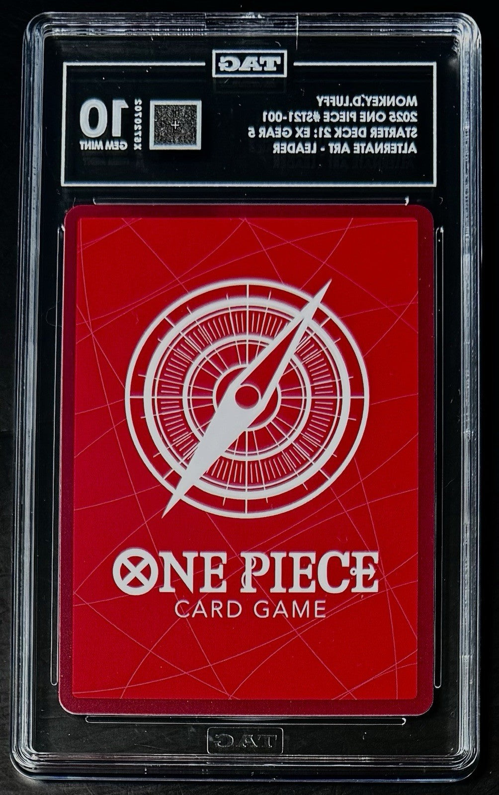 TAG 10 One Piece ST21-001 L* Monkey.D.Luffy AA - EN - Foil - EX GEAR5 - Graded
