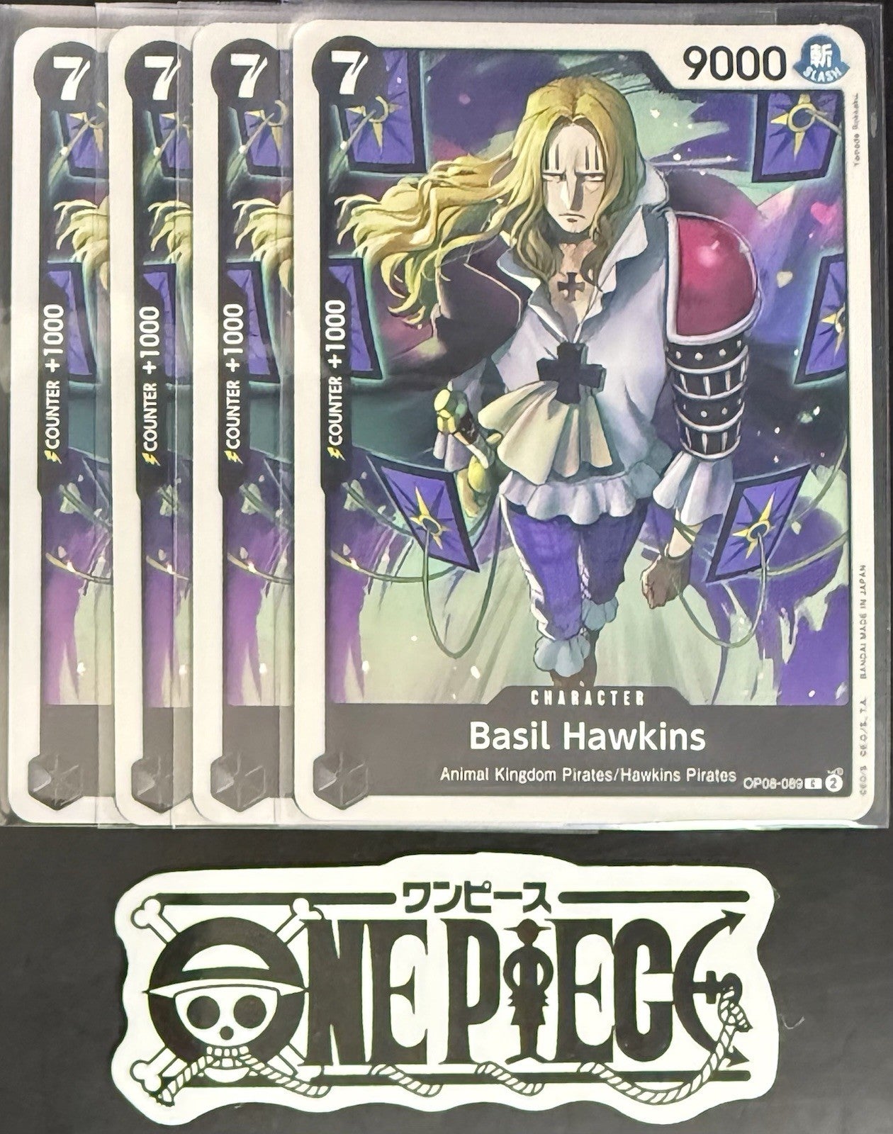 4x One Piece OP08-089 C Basil Hawkins - ENG - Regular - Play Set - TCG - NM/M