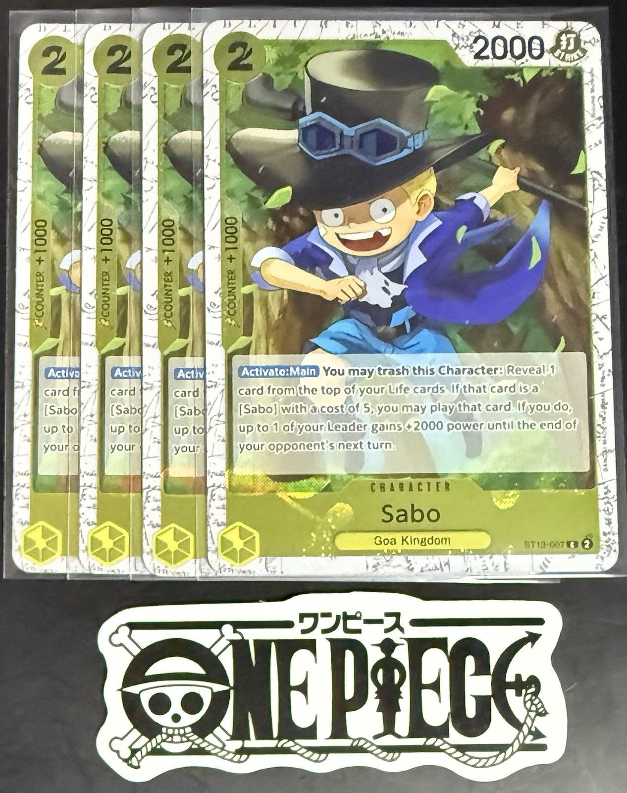 4 x One Piece ST13-007 C Sabo - English - PRB02 Foil - Playset - NM/M