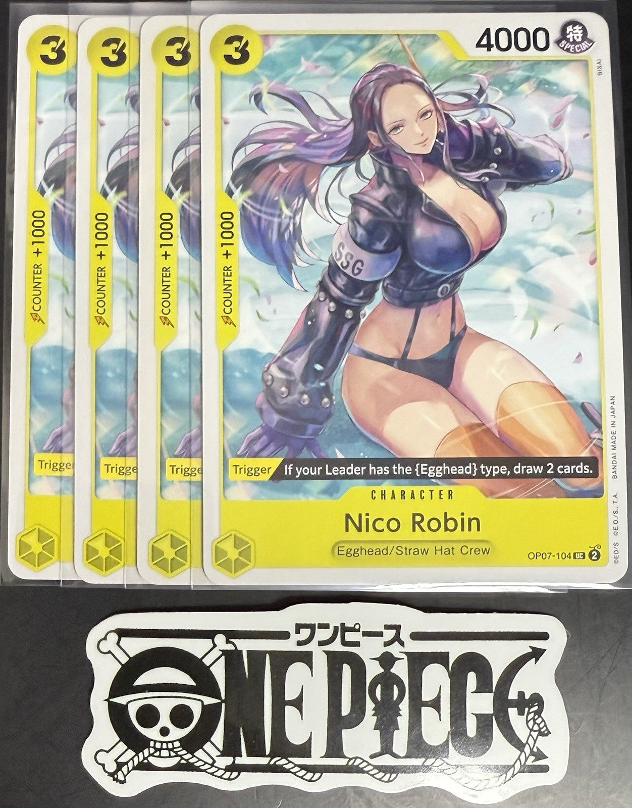 4x One Piece OP07-104 UC Nico Robin - English - Regular - Play Set - NM/M
