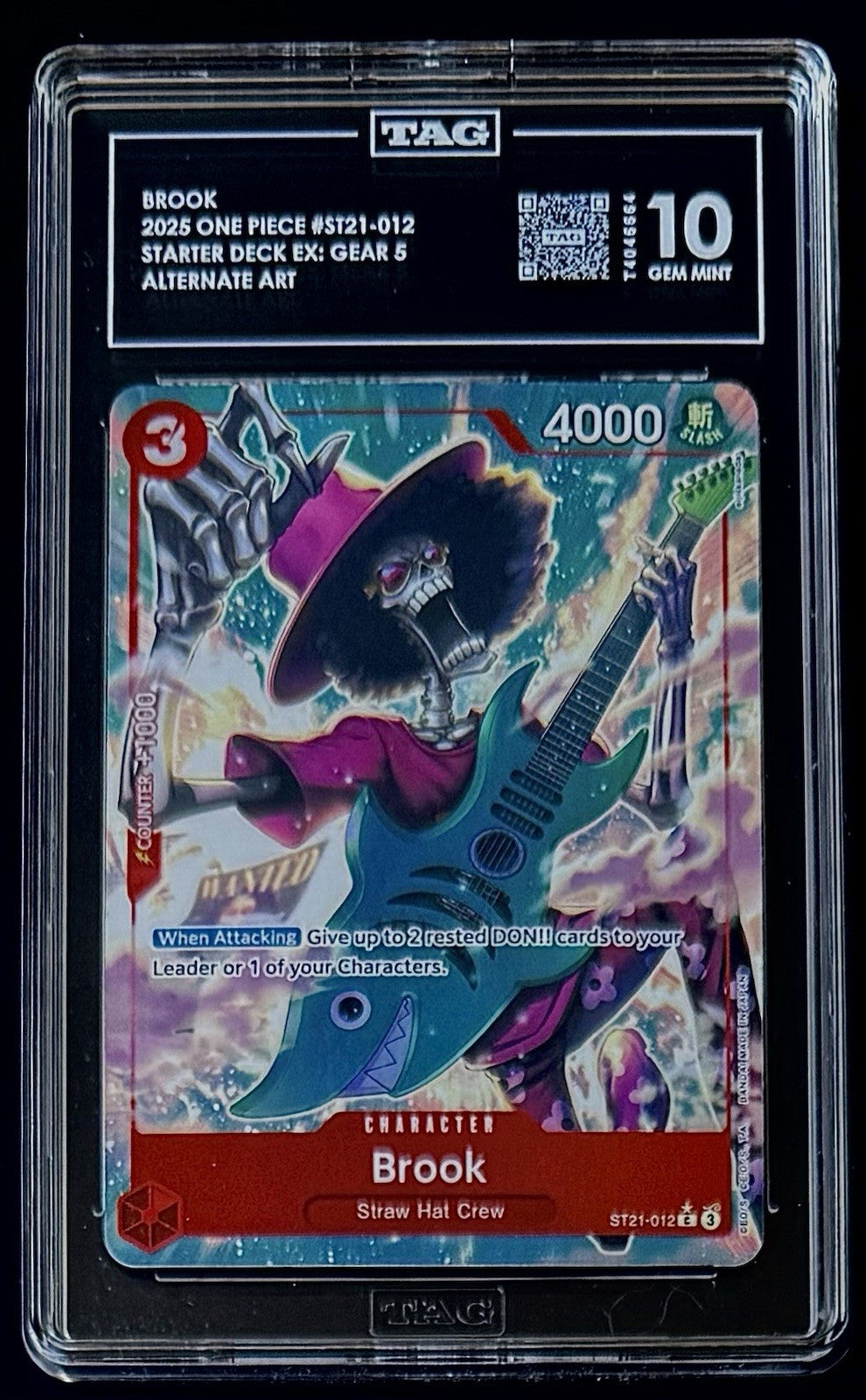 TAG 10 One Piece ST21-012 C* Brook - Alt Art - EN - Foil - EX Gear 5 - Graded