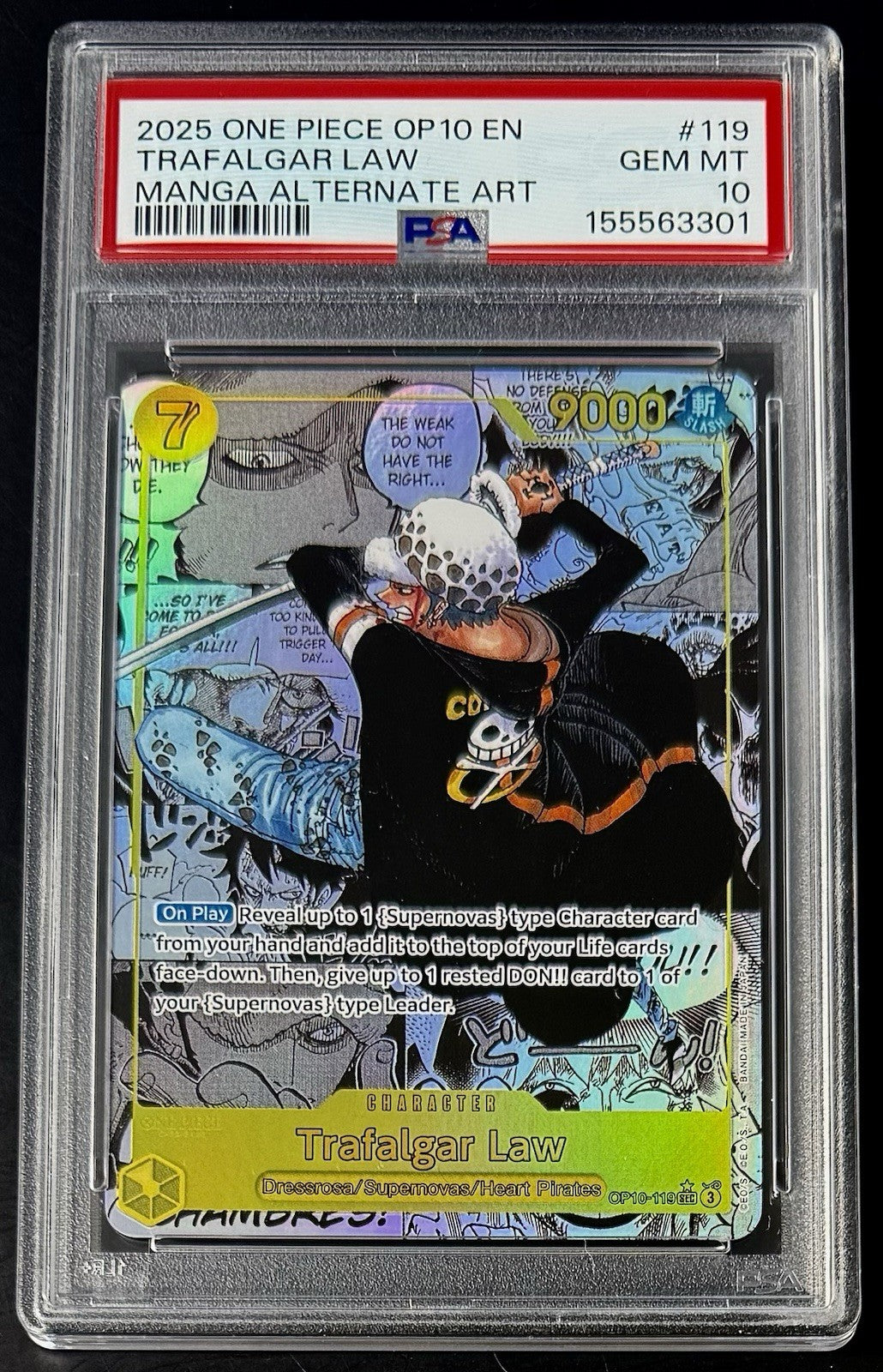 PSA 10 One Piece OP10-119 SEC* - Trafalgar Law - Manga Alt Art - EN -Royal Blood
