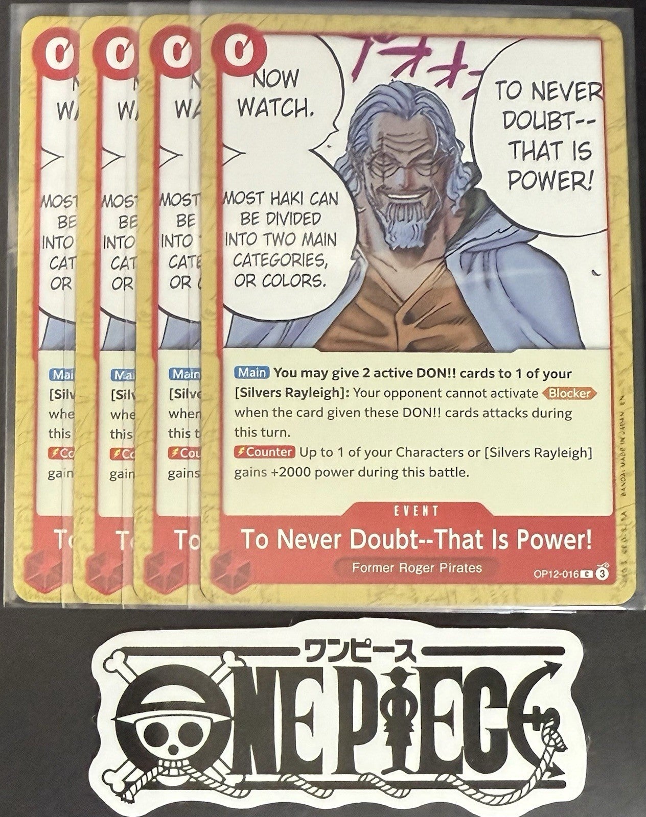 4 x One Piece OP12-016 C To Never Doubt--That Is- ENG - Regular - Playset - NM/M
