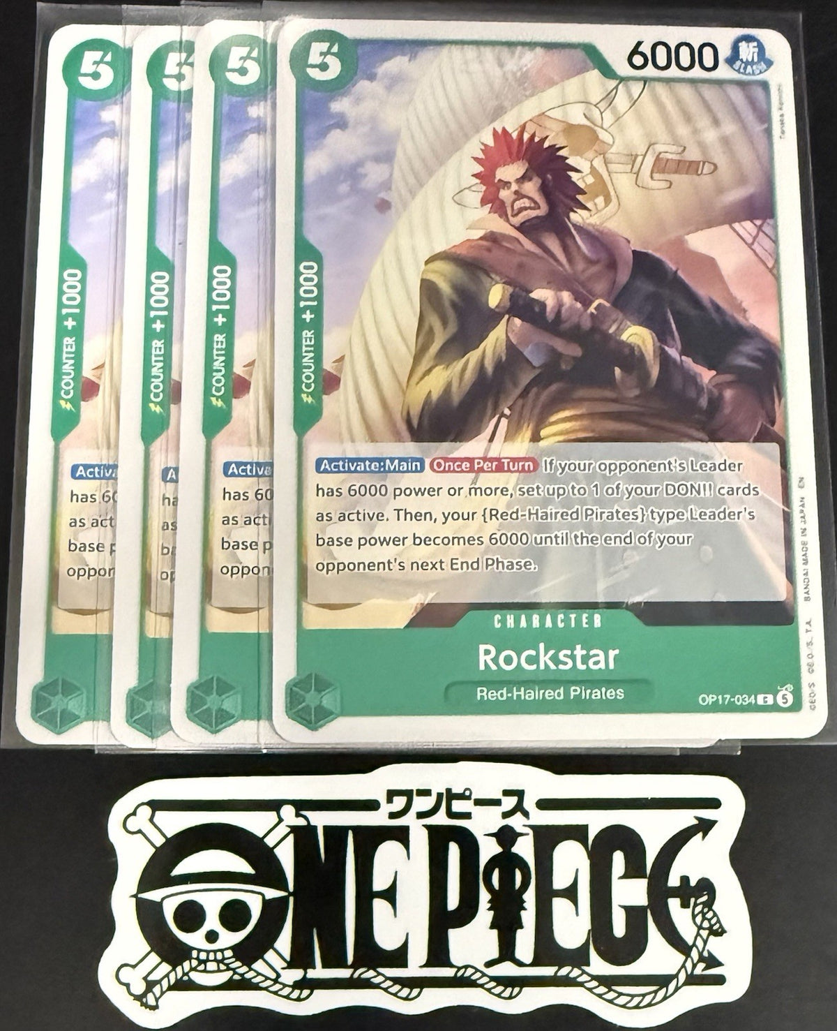 4x One Piece OP17-034 C - Rockstar - EN - Regular - Play Set - TCG - NM/M