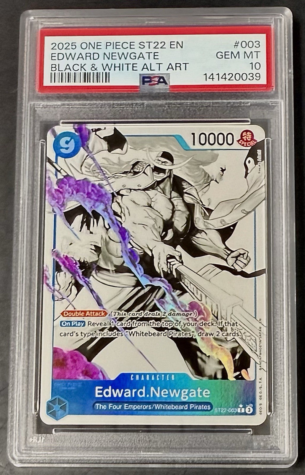 PSA 10 One Piece ST22-003 C* Edward.Newgate -Alt Art- EN - Foil - Ace & Newgate